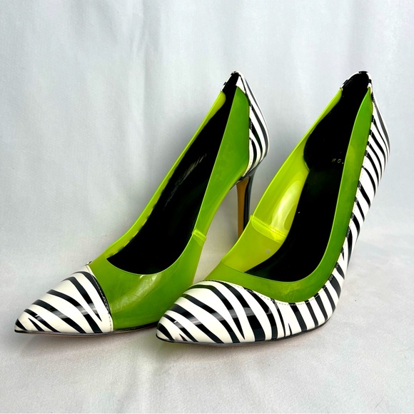 Mix No. 6 | Shoes | Mix No 6 Adrienne Pump Neon Lime Green Zebra Stripe 425  Heels Size Nib | Poshmark